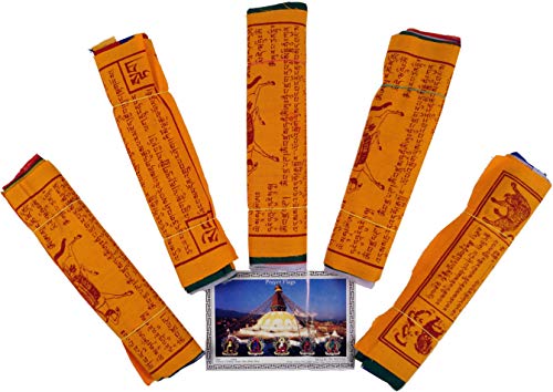 GURU SHOP Gebetsfahnen (Tibet) 5 Stück Sparpack Gebetsfahnen in Verschiedenen Längen - 10 Wimpel/Baumwolle, Länge: 2,30 m Lang (Wimpel 20x25 Cm), Gebetsfahnen von GURU SHOP
