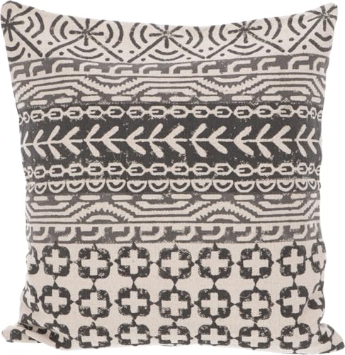 GURU SHOP Gewebter Kelim Kissenbezug Blockdruck, Dekokissen Bezug, Boho Kissen Traditionelle Herstellung - Muster 6, Baumwolle, 50x50x0 cm von GURU SHOP