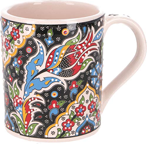 GURU SHOP Handbemalter Türkischer Kaffeebecher, Orientalische Kaffeetasse - Schwarz, 9x8x8 cm, Küchenaccessoires, Sonstiges von GURU SHOP