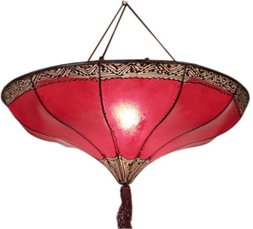 GURU SHOP Henna Leder Deckenlampe/Deckenleuchte - Salem Rot, 20x50x50 cm von GURU SHOP
