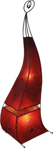 GURU SHOP Hennalampe, Leder Stehlampe/Stehleuchte - Mauretania 118 cm, Rot, Farbe: Rot, Bunte, Exotische Stehleuchten von GURU SHOP