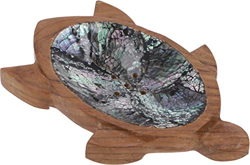 GURU SHOP Holz Seifenschale mit Perlmutt - Schildkröte, Braun, 1,5x15x11 cm, Seifenschalen von GURU SHOP