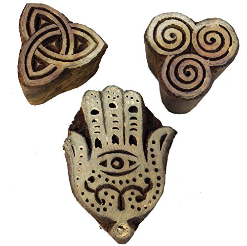 GURU SHOP Indischer Textilstempel, Holz Stoffdruckstempel, Blaudruck Stempel, Druck Modell - Set 4, Braun, 6x4x2,5 cm, Indische Holzstempel GURU SHOP Indischer Textilstempel, Holz Stoffdruckstempel, Blaudruck Stempel, Druck Modell - Set 4, Braun, 6x4x2,5 cm, Indische Holzstempel von GURU SHOP