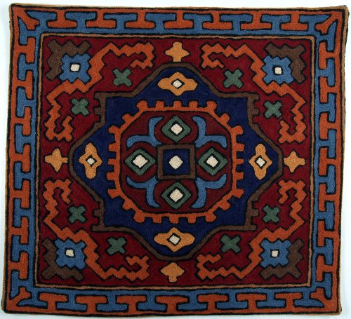 GURU SHOP Kelim Kissenhülle `Kaschmir`, Bestickter Kissenbezug, Dekokissen aus Wolle - Muster 8, Mehrfarbig, 40x40x1 cm, Für Zierkissen, Dekokissen, Sofakissen, Sitzkissen, Orientalisch von GURU SHOP