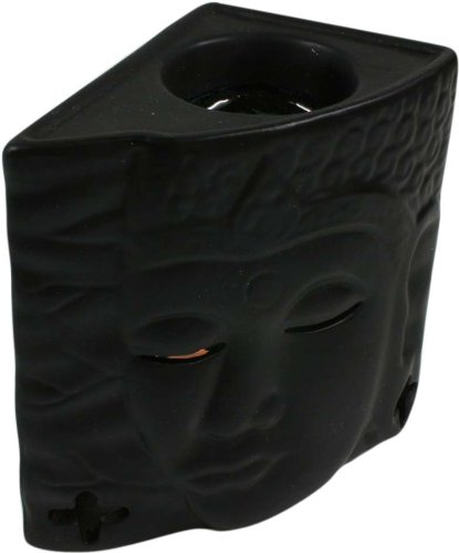 GURU SHOP Keramik Duftlampe - Buddha 1 Schwarz, 12x10x7 cm, Duftlampen & Öllampen von GURU SHOP