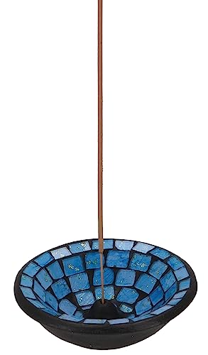 GURU SHOP Keramik Räucherschale - Mosaik Blau, 4x12x12 cm, Räucherstäbchen Halter von GURU SHOP