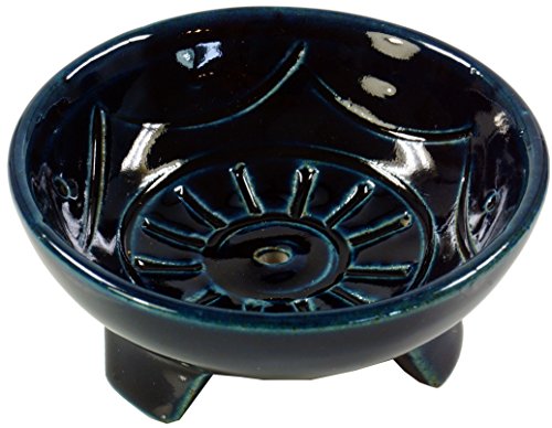GURU SHOP Keramik Räucherstäbchen Schale, Blau, Farbe: Blau, 4x7,5x7,5 cm, Räucherstäbchen Halter von GURU SHOP
