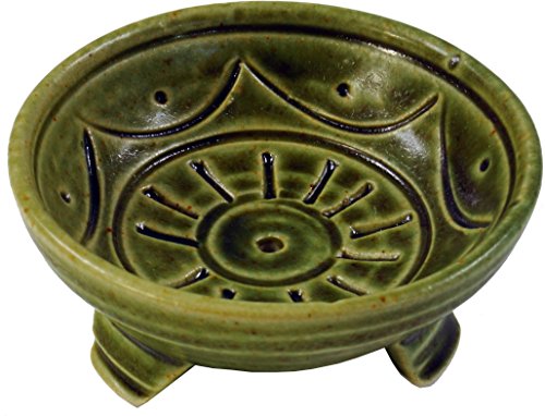GURU SHOP Keramik Räucherstäbchen Schale, Grün, Farbe: Grün, 4x7,5x7,5 cm, Räucherstäbchen Halter von GURU SHOP