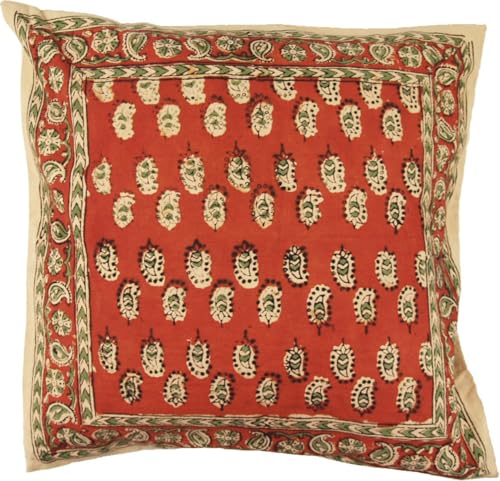 GURU SHOP Kissenbezug Blockdruck, Dekokissen Bezug, Kissenhülle Ethno, Traditionelle Herstellung - Muster 32, Baumwolle, Size:40x40 cm von GURU SHOP