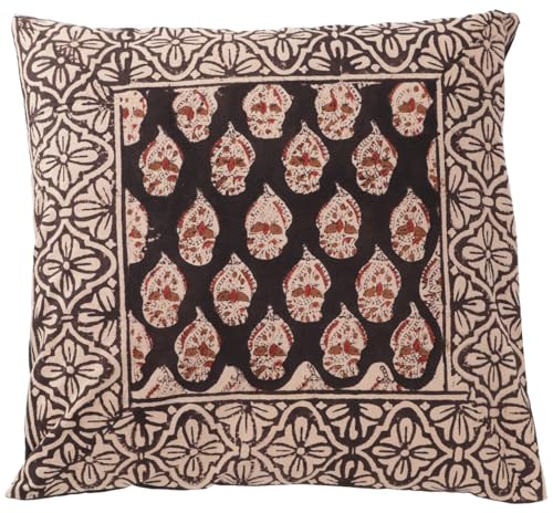 GURU SHOP Kissenbezug Blockdruck, Dekokissen Bezug, Kissenhülle Ethno, Traditionelle Herstellung - Muster 4, Baumwolle, Size:40x40 cm von GURU SHOP