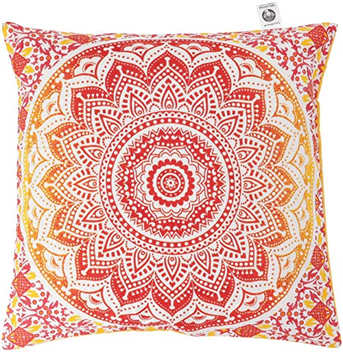 GURU SHOP Kissenhülle Sonnen - Mandala, Bedruckter Boho Kissenbezug - Orange, Baumwolle, 40x40x0,5 cm, Zierkissen, Dekokissen, Sofakissen von GURU SHOP