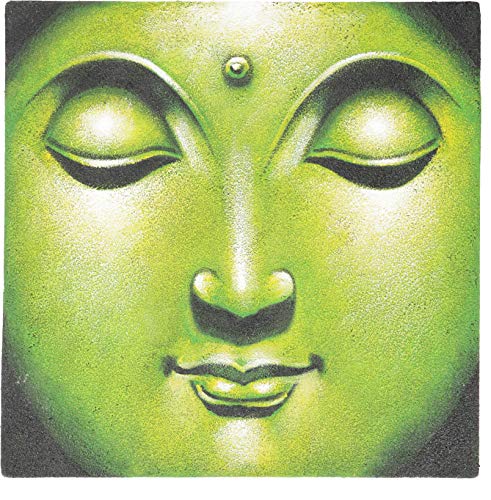 GURU SHOP Kleiner Buddha auf Leinwand 40x40 cm - Motiv 18, Grün, Bilder & Bilderrahmen von GURU SHOP