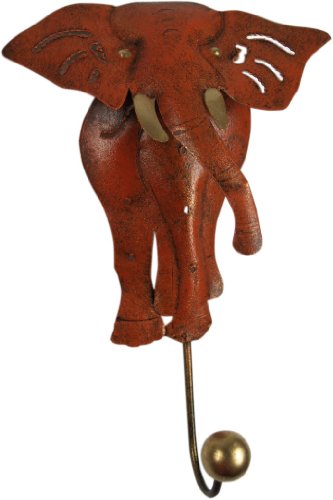 GURU SHOP Kleiner Garderobenhaken, Metall Kleiderhaken - Elefant 1, Orange, 18x12x4,5 cm, Kleiderhaken für Kids von GURU SHOP