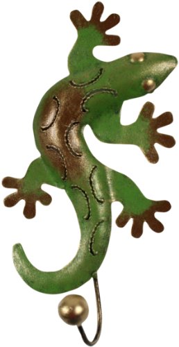GURU SHOP Kleiner Garderobenhaken, Metall Kleiderhaken - Gecko 3, Grün, 20x10x5 cm, Kleiderhaken für Kids von GURU SHOP