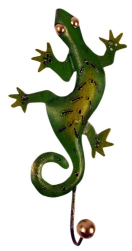 GURU SHOP Kleiner Garderobenhaken, Metall Kleiderhaken - Gecko 4, Grün, 21x10x5 cm, Kleiderhaken für Kids von GURU SHOP