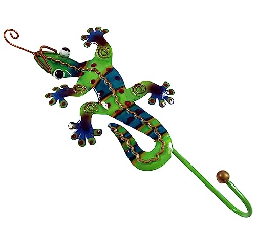 GURU SHOP Kleiner Garderobenhaken, Metall Kleiderhaken - Gecko Grün, 23,5x11x4 cm, Kleiderhaken für Kids von GURU SHOP