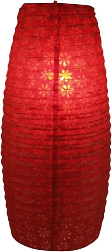 GURU SHOP Kleiner Ovaler Lokta Papierlampenschirm, Hängelampe Coronada - Rot, 42x22x22 cm von GURU SHOP