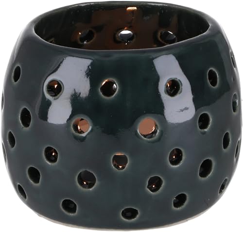 GURU SHOP Kleines Keramik Windlicht - Grün, 6x7x7 cm, Teelichthalter & Kerzenhalter von GURU SHOP
