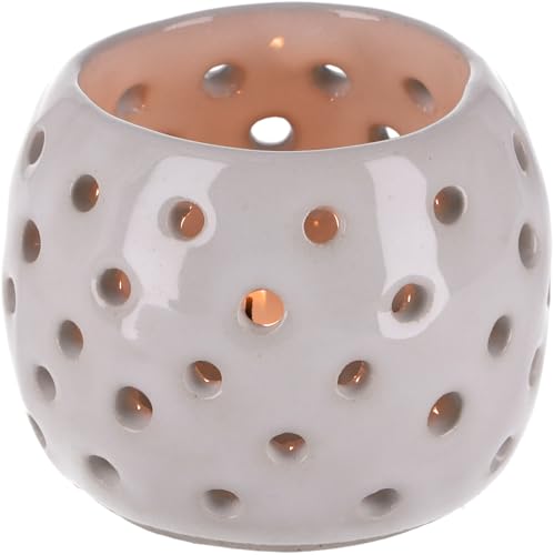 GURU SHOP Kleines Keramik Windlicht - Weiß, 6x7x7 cm von GURU SHOP