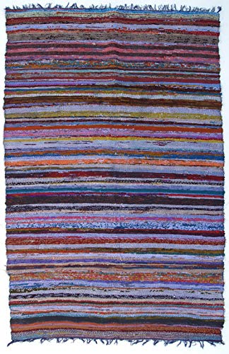 GURU SHOP Leichter Flickenteppich, Flickendecke 100x160 cm - Blau-bunt, Baumwolle, Teppiche, Bodenmatten von GURU SHOP