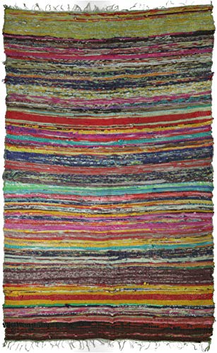 GURU SHOP Leichter Flickenteppich, Flickendecke 100x160 cm - Grün-bunt, Baumwolle, Teppiche, Bodenmatten von GURU SHOP