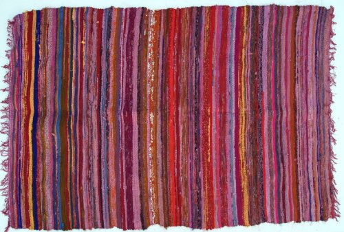 GURU SHOP Leichter Flickenteppich, Flickendecke 100x160 cm - Rot-bunt, Baumwolle, Teppiche, Bodenmatten von GURU SHOP