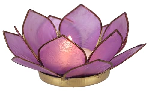 GURU SHOP Lotus Teelicht Muschel 11x4 cm - Dunkel-lila, Violett, Teelichthalter & Kerzenhalter von GURU SHOP