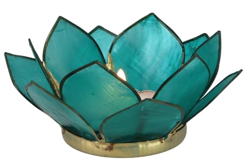 GURU SHOP Lotus Teelicht Muschel 11x4 cm - Türkis von GURU SHOP