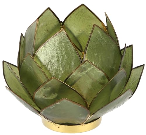 GURU SHOP Lotus Teelicht Muschel 20 cm, Olivgrün, Muschelscheiben, Farbe: Olivgrün, Teelichthalter & Kerzenhalter von GURU SHOP