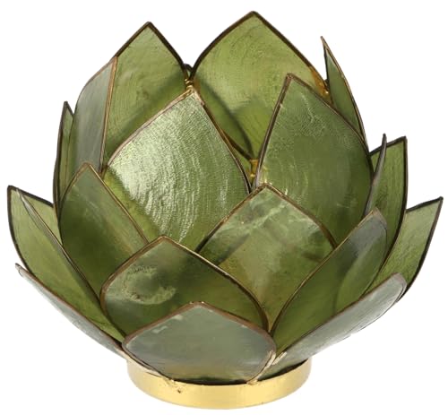 GURU SHOP Lotus Teelicht Muschel 14x10 cm - Olivgrün von GURU SHOP