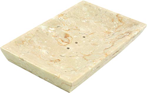 GURU SHOP Marmor Seifenschale, Zen Schale für den Waschtisch - Creme, Weiß, 2x16x10 cm, Seifenschalen von GURU SHOP