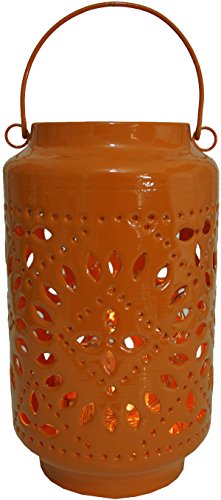 GURU SHOP Metall-Laterne, Windlicht, Gartenlaterne, Orange, Farbe: Orange, 25x15x15 cm, Teelichthalter & Kerzenhalter von GURU SHOP