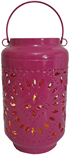 GURU SHOP Metall-Laterne, Windlicht, Gartenlaterne, Pink, Farbe: Pink, 25x15x15 cm, Teelichthalter & Kerzenhalter von GURU SHOP