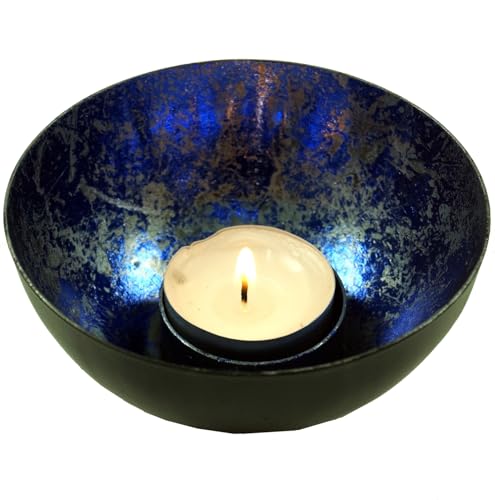 GURU SHOP Metall Teelicht Windlicht Blau, 5x10x10 cm von GURU SHOP