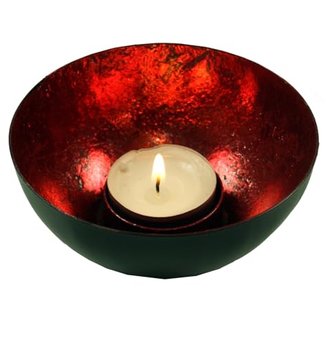 GURU SHOP Metall Teelicht Windlicht Rot, 5x10x10 cm von GURU SHOP