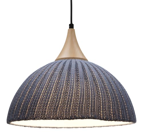 GURU SHOP Moderne Deckenleuchte aus Gestrickter Baumwolle Modell - Sukumo Taubenblau, 29x40x40 cm von GURU SHOP