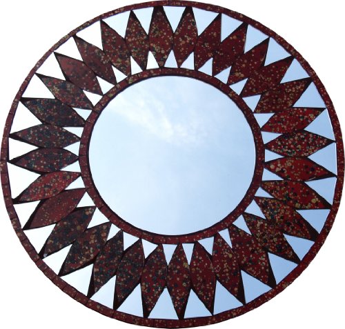 GURU SHOP Mosaikspiegel - Sonne Rot, 50x50x3 cm, Spiegel von GURU SHOP
