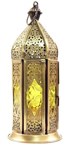 GURU SHOP Orientalische Metall/Glas Laterne in Marrokanischem Design, Vintage Windlicht, Gelb GURU SHOP Orientalische Metall/Glas Laterne in Marrokanischem Design, Vintage Windlicht, Gelb von GURU SHOP
