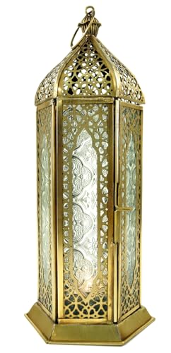 GURU SHOP Orientalische Metall/Glas Laterne in Marrokanischem Design, Windlicht, Farblos GURU SHOP Orientalische Metall/Glas Laterne in Marrokanischem Design, Windlicht, Farblos von GURU SHOP