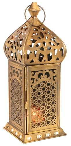 GURU SHOP Orientalische Metall/Glas Laterne in Marrokanischem Design, Windlicht, Gelb von GURU SHOP