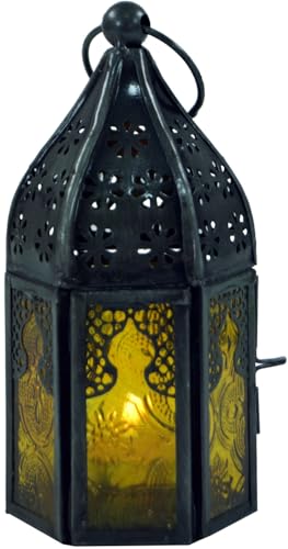 GURU SHOP Orientalische Metall/Glas Laterne in Marrokanischem Design, Windlicht, Gelb GURU SHOP Orientalische Metall/Glas Laterne in Marrokanischem Design, Windlicht, Gelb von GURU SHOP