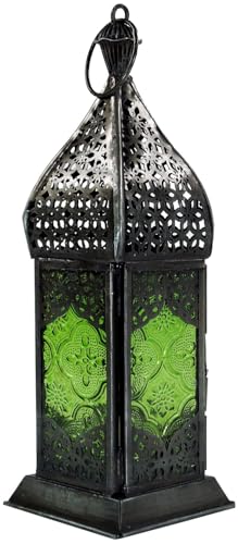 GURU SHOP Orientalische Metall/Glas Laterne in Marrokanischem Design, Windlicht, Grün GURU SHOP Orientalische Metall/Glas Laterne in Marrokanischem Design, Windlicht, Grün von GURU SHOP