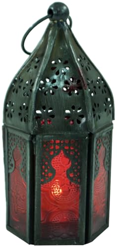 GURU SHOP Orientalische Metall/Glas Laterne in Marrokanischem Design, Windlicht, rot GURU SHOP Orientalische Metall/Glas Laterne in Marrokanischem Design, Windlicht, rot von GURU SHOP