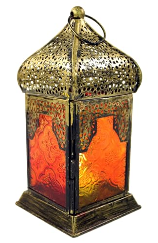 GURU SHOP Orientalische Metall/Glas Laterne in Marrokanischem Design, Windlicht - Rot/gelb, 17x8x8 cm GURU SHOP Orientalische Metall/Glas Laterne in Marrokanischem Design, Windlicht - Rot/gelb, 17x8x8 cm von GURU SHOP