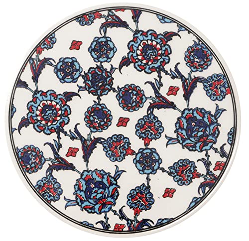 GURU SHOP Orientalischer Keramikuntersetzer, Runder Untersetzer mit Mandala Motiv - Muster 13, Blau, 1x16x16 cm, Untersetzer, Tabletts von GURU SHOP