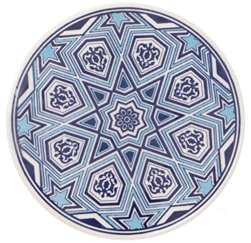 GURU SHOP Orientalischer Keramikuntersetzer, Runder Untersetzer mit Mandala Motiv - Muster 14, Blau, 1x16x16 cm, Untersetzer, Tabletts von GURU SHOP