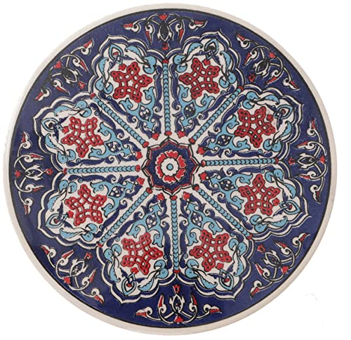 GURU SHOP Orientalischer Keramikuntersetzer, Runder Untersetzer mit Mandala Motiv - Muster 20, Blau, 1x16x16 cm, Untersetzer, Tabletts von GURU SHOP