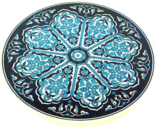 GURU SHOP Orientalischer Keramikuntersetzer, Runder Untersetzer mit Mandala Motiv - Muster 3, Blau, 1x16x16 cm, Untersetzer, Tabletts von GURU SHOP