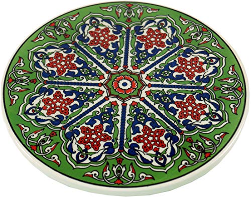 GURU SHOP Orientalischer Keramikuntersetzer, Runder Untersetzer mit Mandala Motiv - Muster 4, Mehrfarbig, 1x16x16 cm, Untersetzer, Tabletts von GURU SHOP