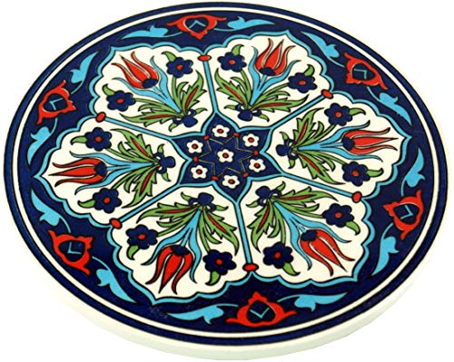 GURU SHOP Orientalischer Keramikuntersetzer, Runder Untersetzer mit Mandala Motiv - Muster 5, Blau, 1x16x16 cm, Untersetzer, Tabletts von GURU SHOP